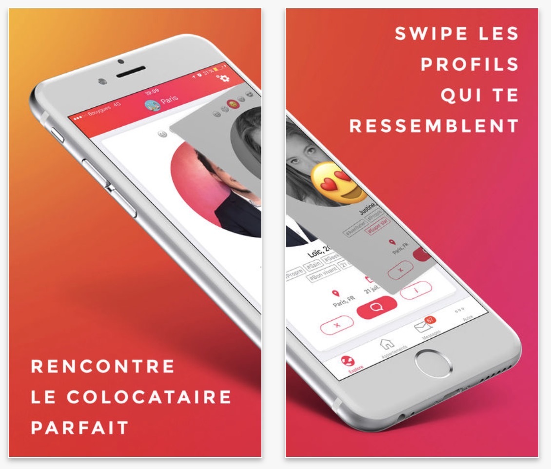 Trouver son/sa coloc façon Tinder, c'est ce que propose l'app française Whoomies