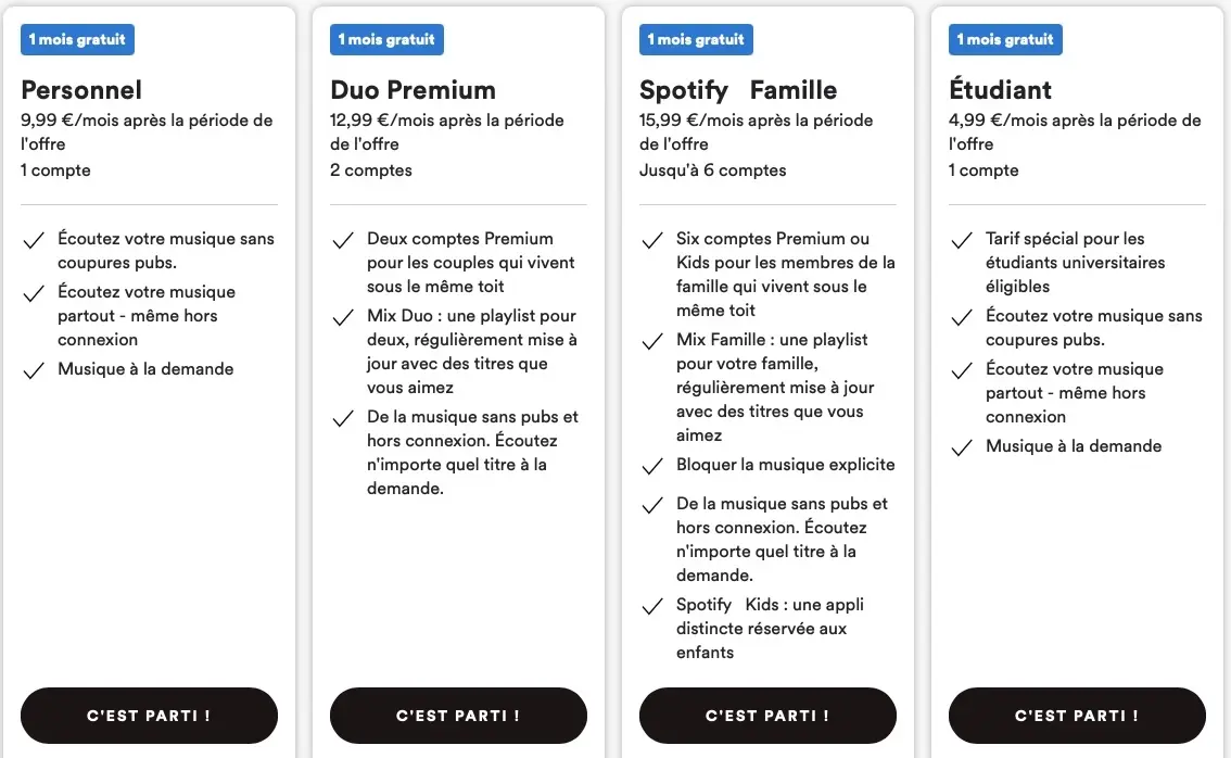 L'abonnement Famille de Spotify passe de 14,99 à 15,99€