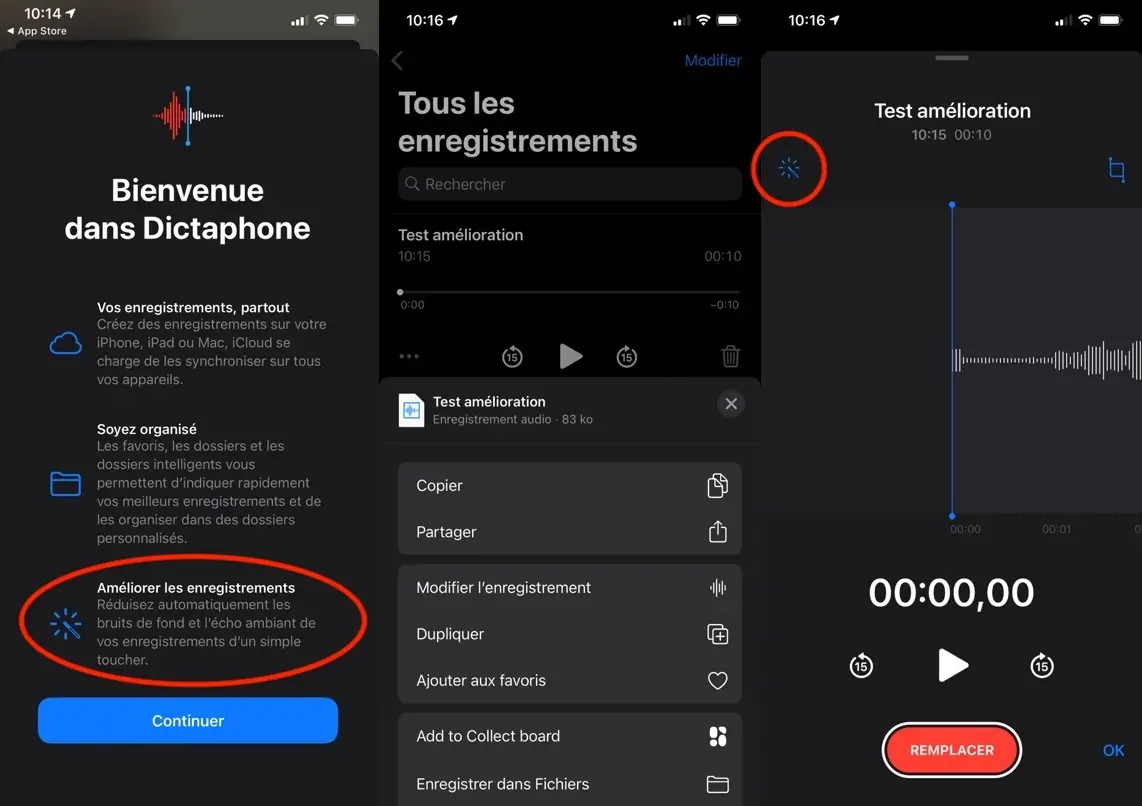 iOS 14 : des dossiers et un outil d'amélioration pour Dictaphone