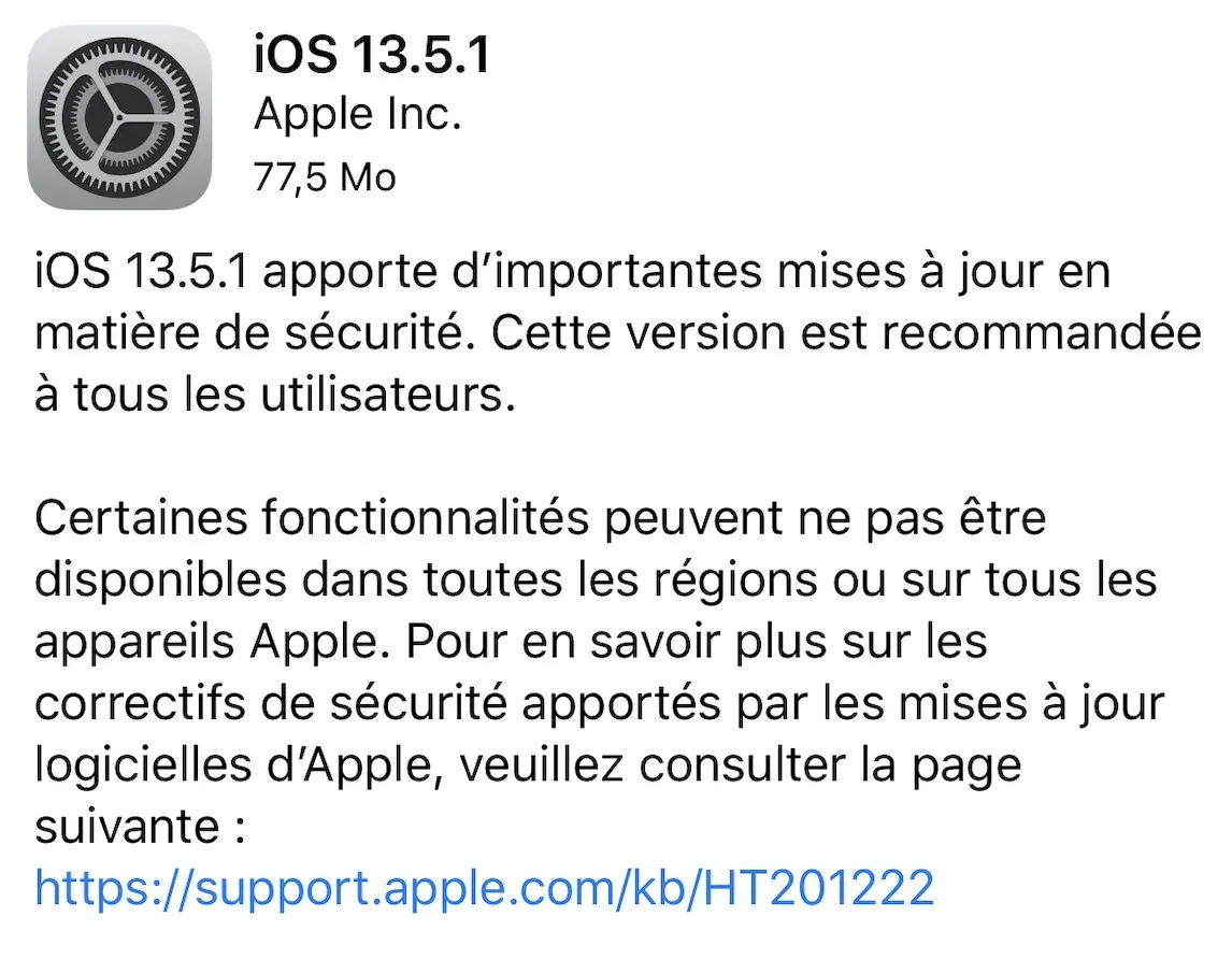 iOS 13.5.1 et iPadOS 13.5.1 sont disponibles ! (MAJ de sécurité)