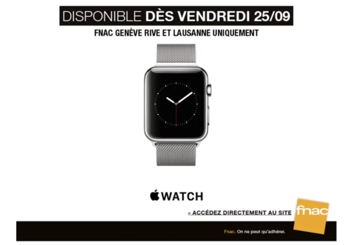 L'Apple Watch sera en vente dès demain dans les Fnac Genève Rive et Lausanne