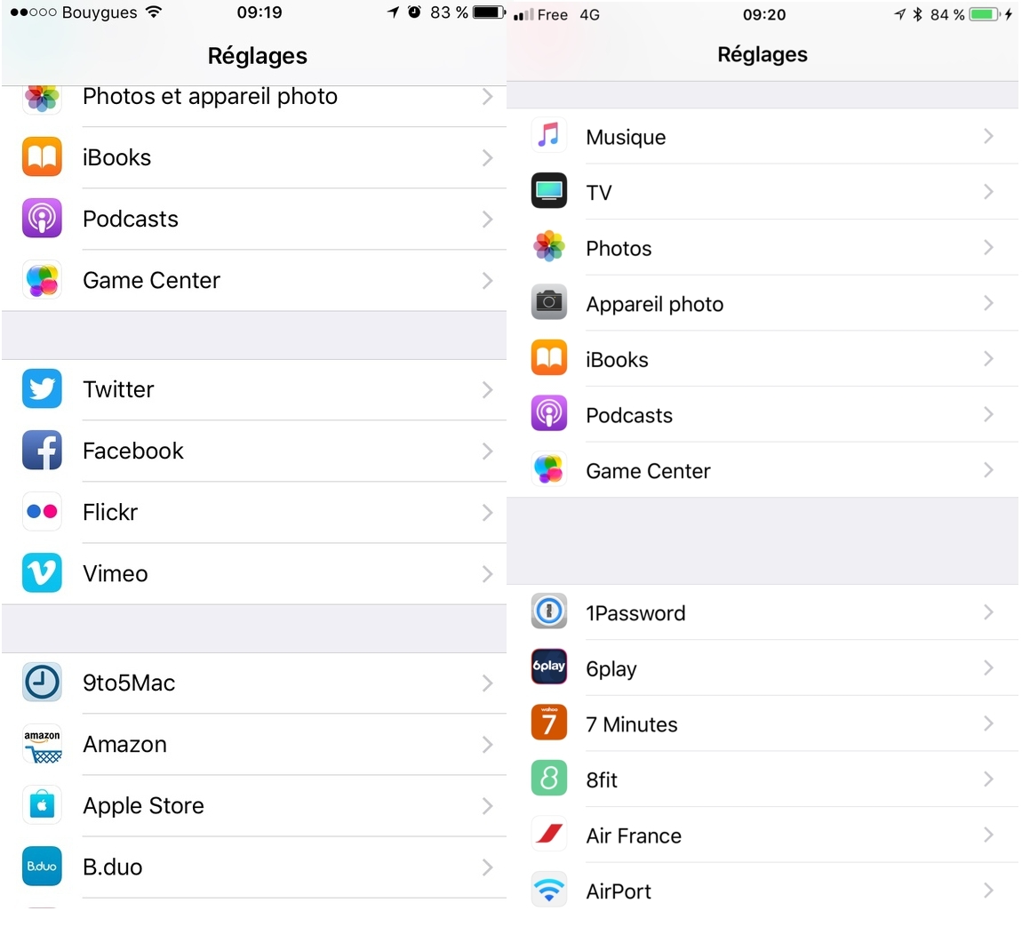 Twitter, Facebook, Vimeo, Flickr perdent leur intégration sous iOS 11