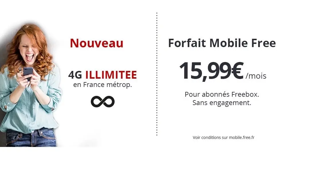 Free Mobile propose de la 4G illimitée dans son forfait à 15,99€