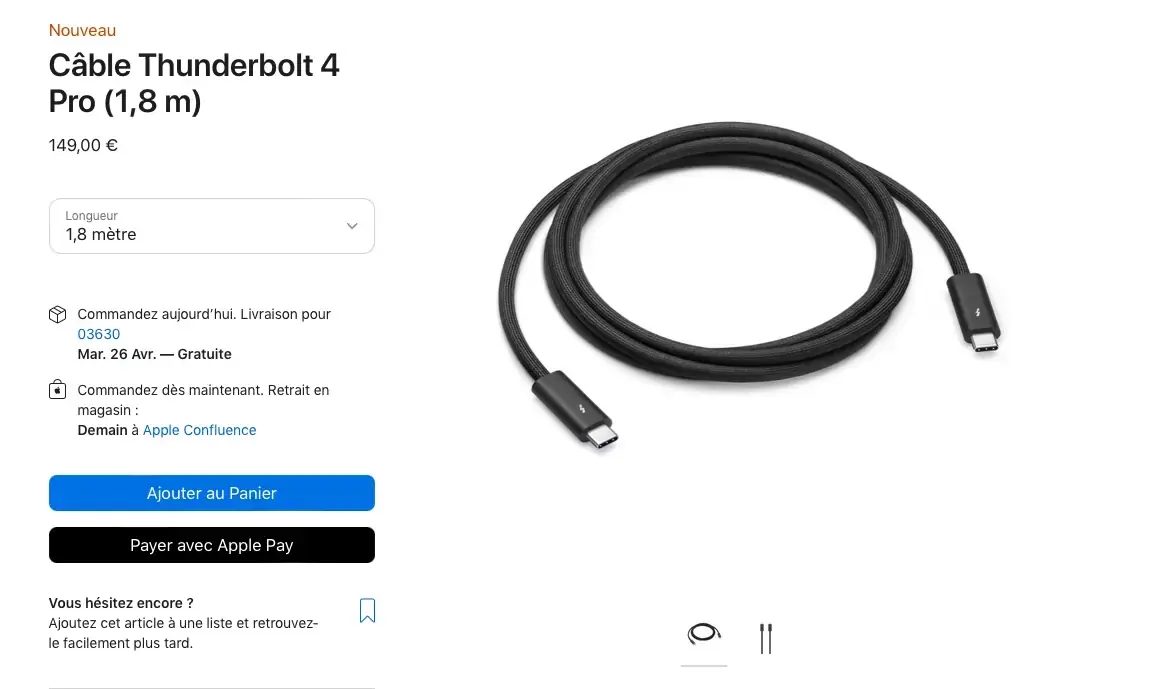 Le câble Thunderbolt 4 "Pro" d'Apple vaut-il ses 149€ ?