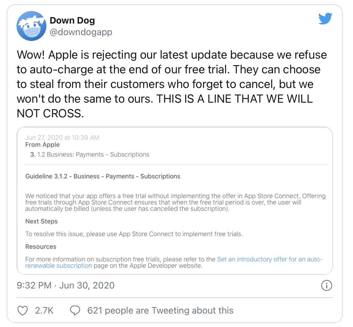 Down Dog conteste les abonnements intégrés sur l’App Store (et se fait bloquer)