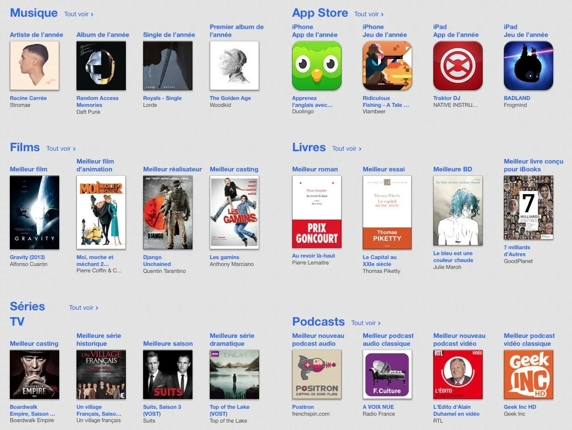 iTunes sélectionne le meilleur de 2013, apps, films, musique, livres...