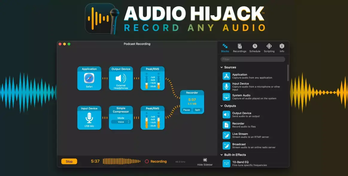 L'excellent Audio Hijack passe la quatrième