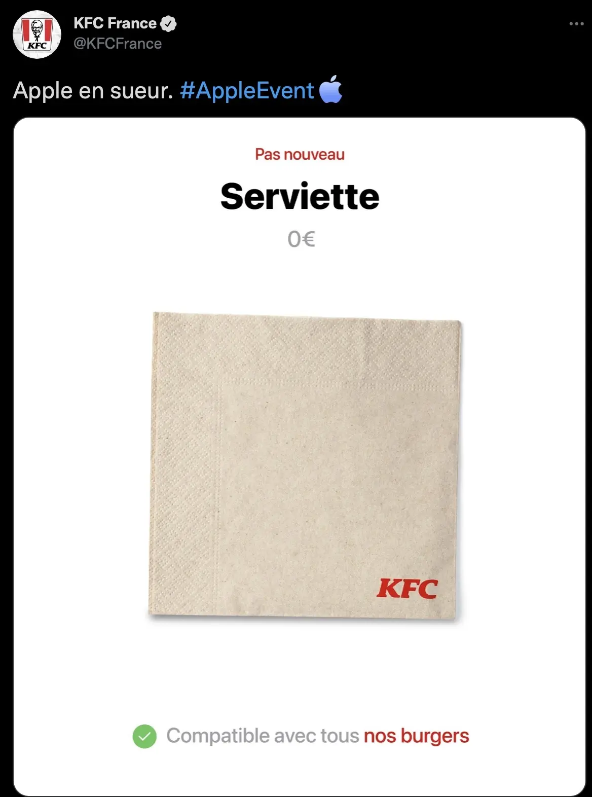 L'image du soir : KFC se moque de la "chiffonnette" d'Apple