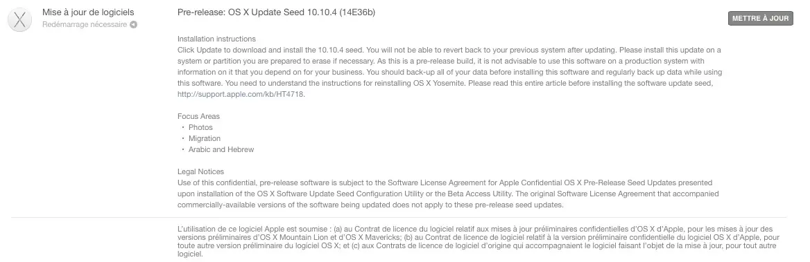 OS X 10.10.4 : une sixième beta !