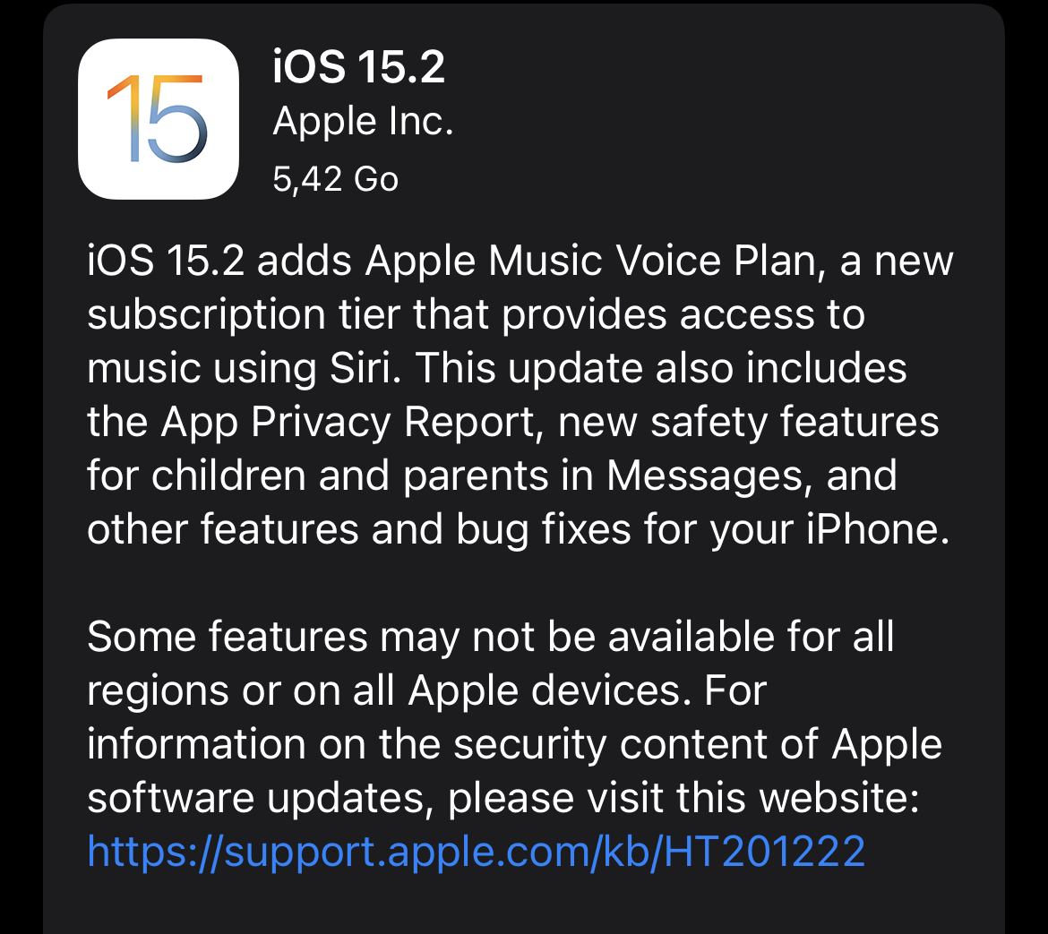 Une Release Candidate pour iOS/iPadOS/tvOS 15.2, watchOS 8.3 et macOS 12.1 Monterey