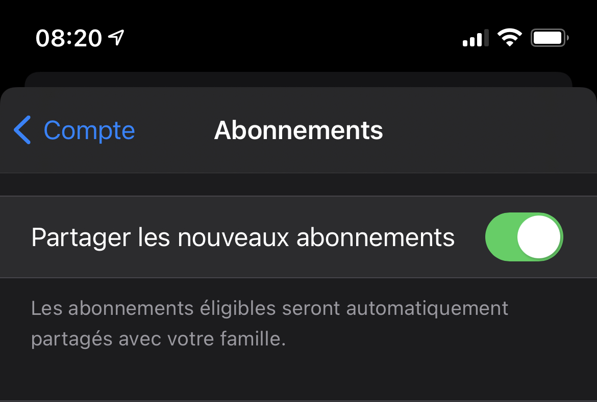 iOS 14.2 permet de partager les abonnements et achats intégrés au sein de la famille