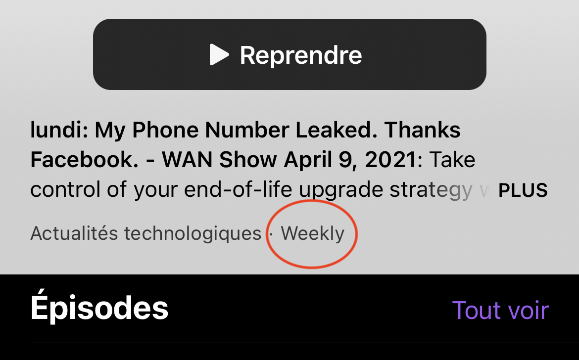 iOS 14.5 : Podcasts détecte automatiquement la fréquence de publication des émissions