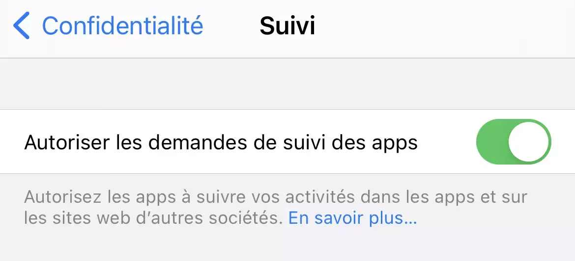 Suivi des apps : Apple tente d'expliquer l'option grisée dans les Réglages