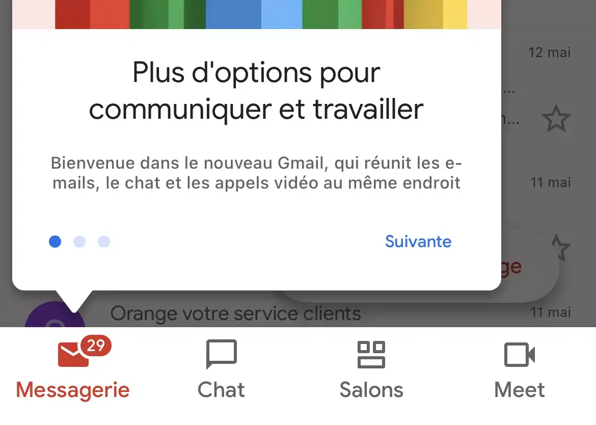 L’app Gmail propose un nouvel accès à la Messagerie et aux Salons