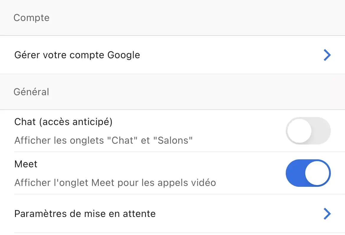 L’app Gmail propose un nouvel accès à la Messagerie et aux Salons