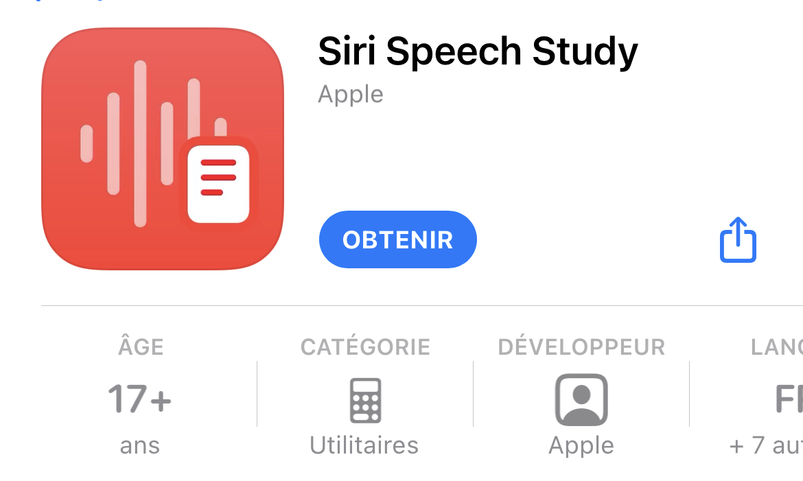 L'app Etude vocale Siri se met discrètement à jour