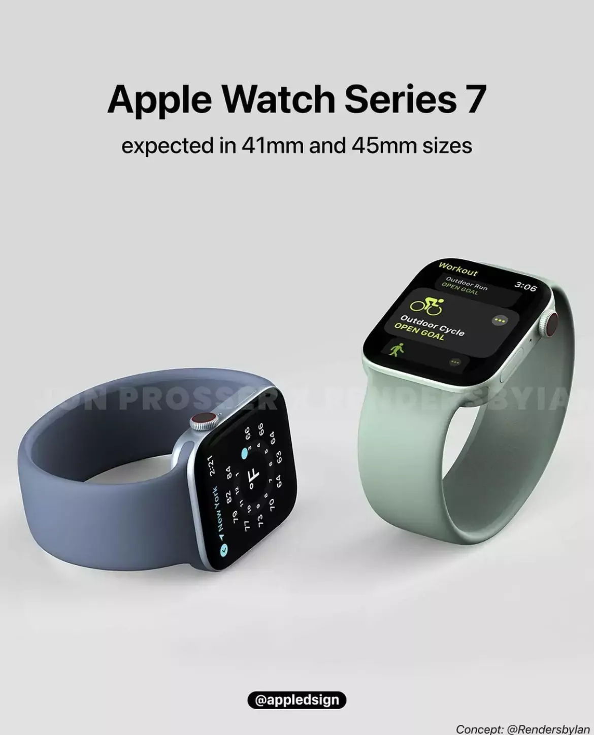 Concept : une Apple Watch Series 7 avec des bords francs en 41-45 mm