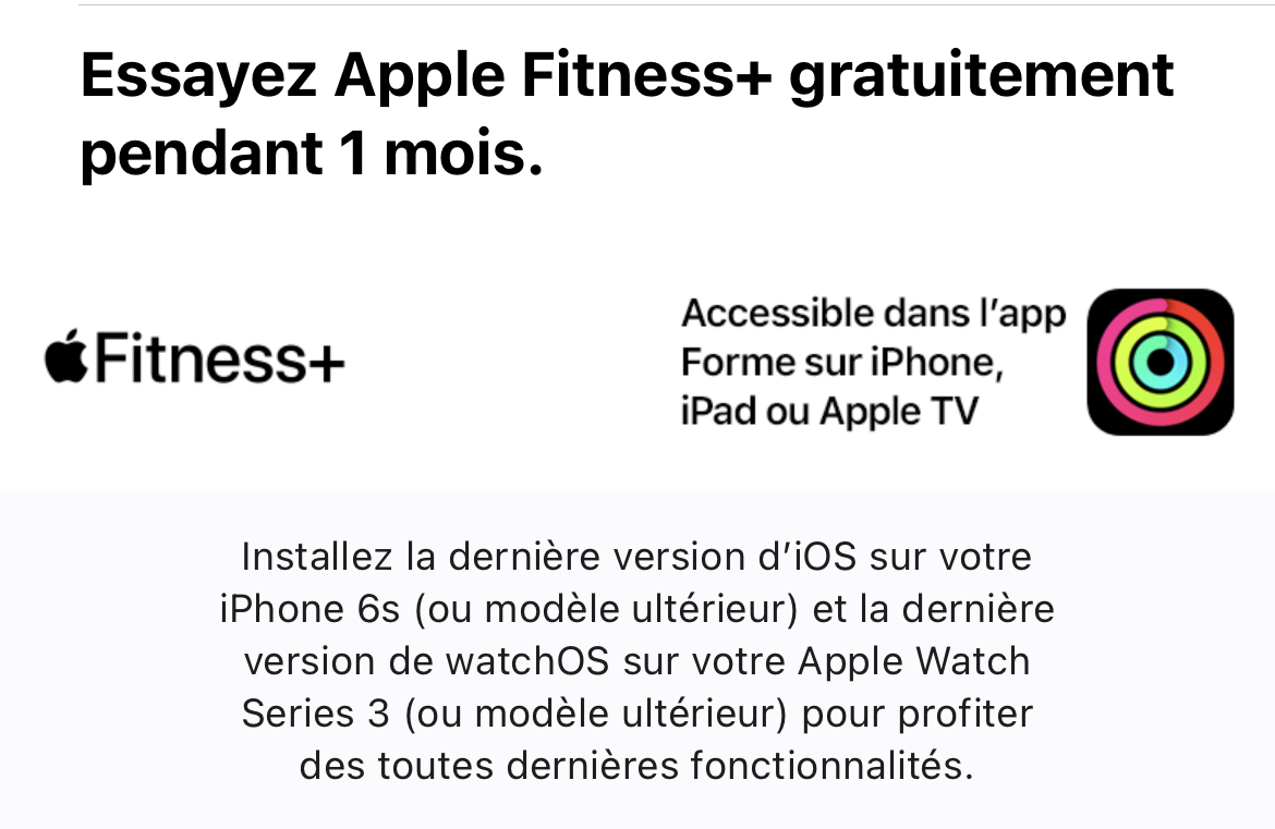 Apple propose un mois gratuit pour essayer Fitness+