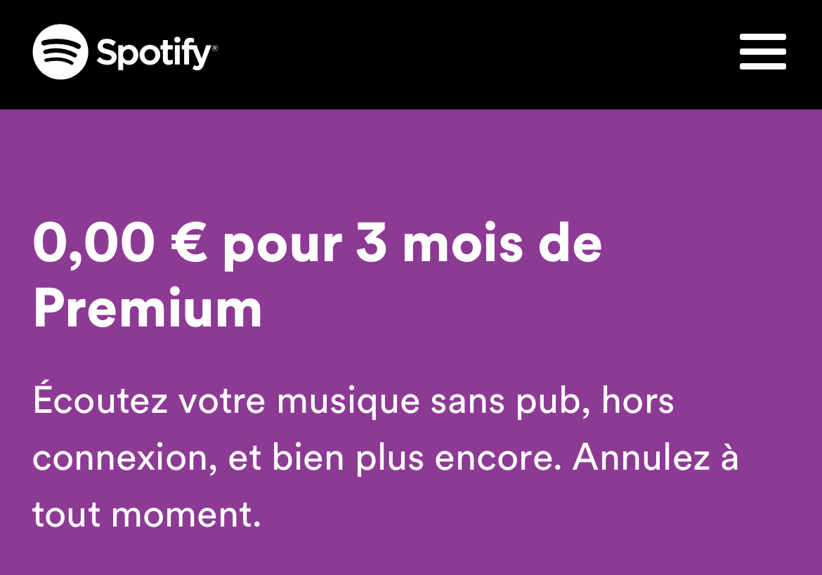 Spotify propose 3 mois gratuits à sa formule Premium (jusqu'au 11 septembre)