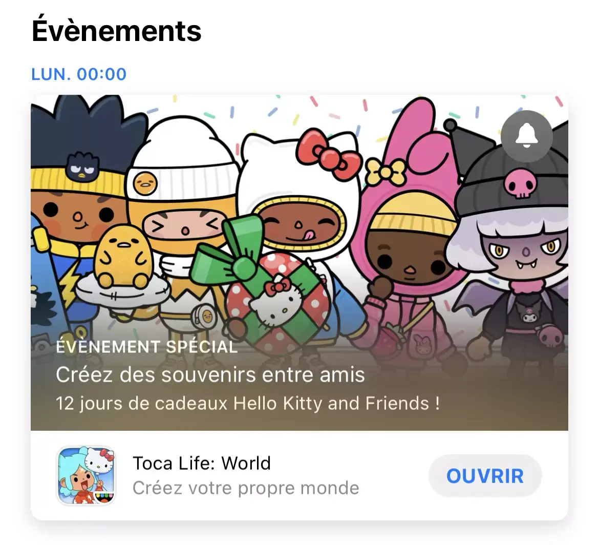 Le très sympathique jeu pour enfants "Toca Life" fête Noël avec Hello Kitty 