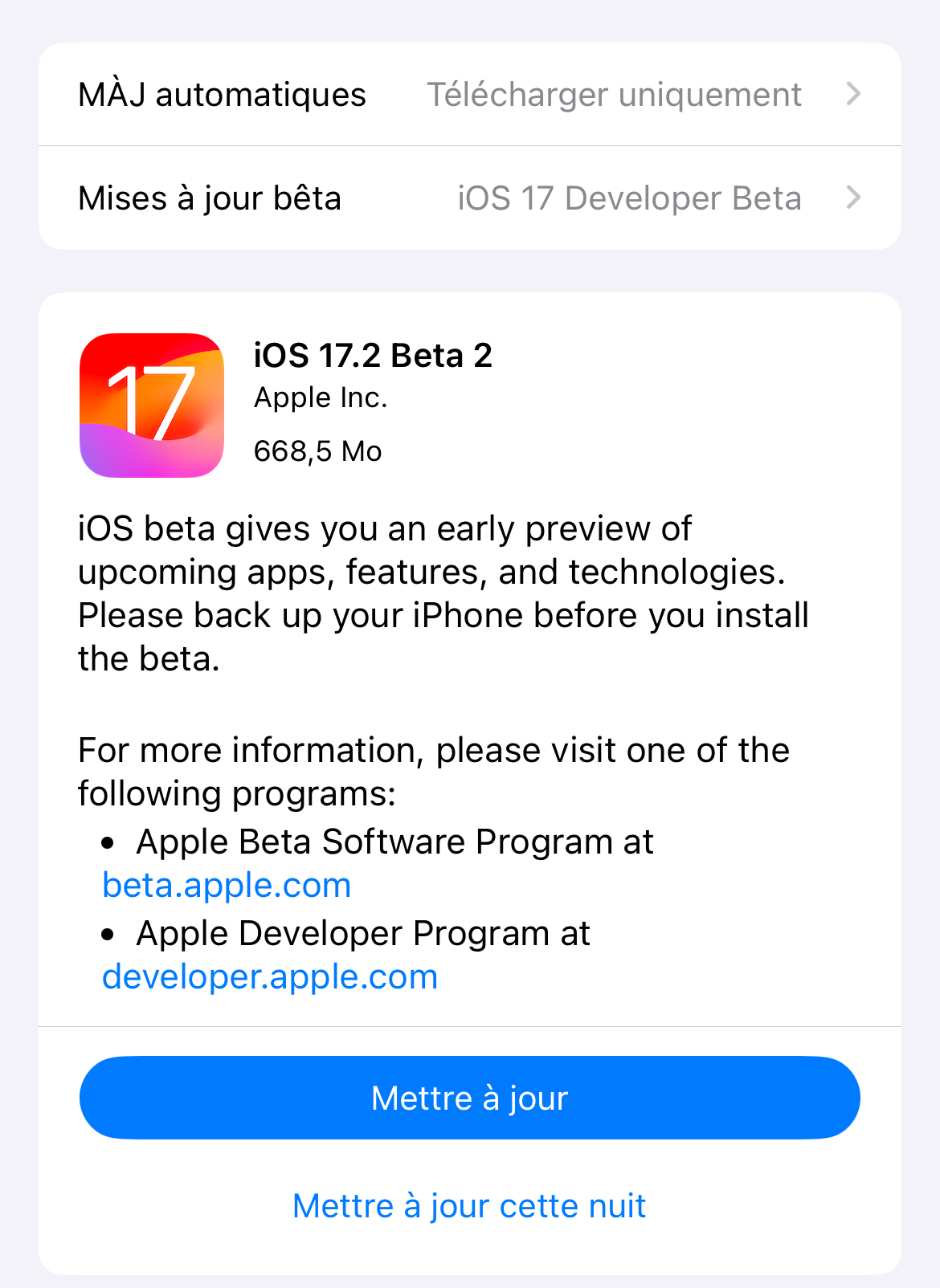 De nouvelles bêtas pour iOS 17.2, iPadOS 17.2, macOS 14.2, watchOS 10.2 et tvOS 17.2