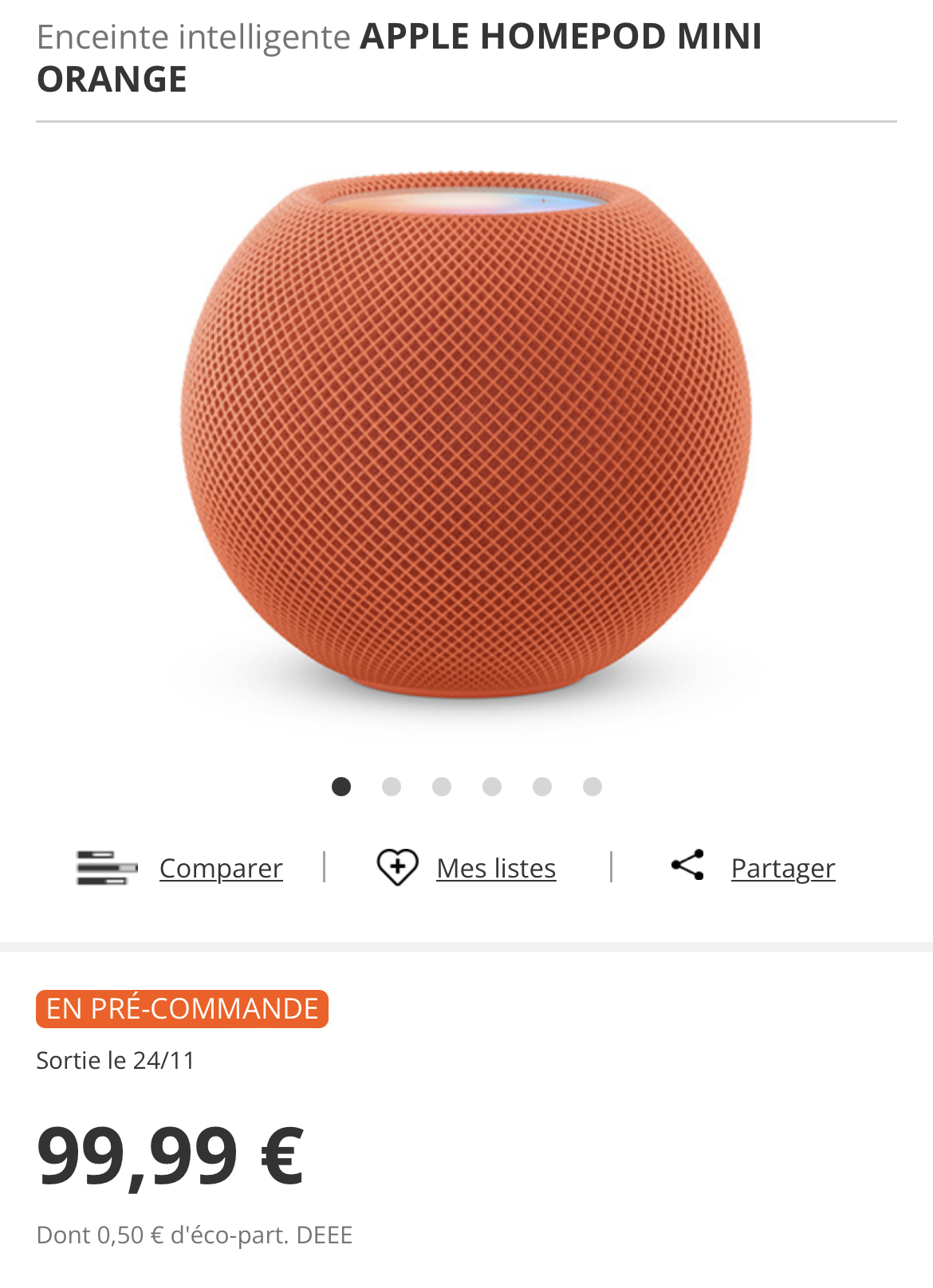 Les HomePod mini colorés en précommande, livrés le 24 novembre en France 