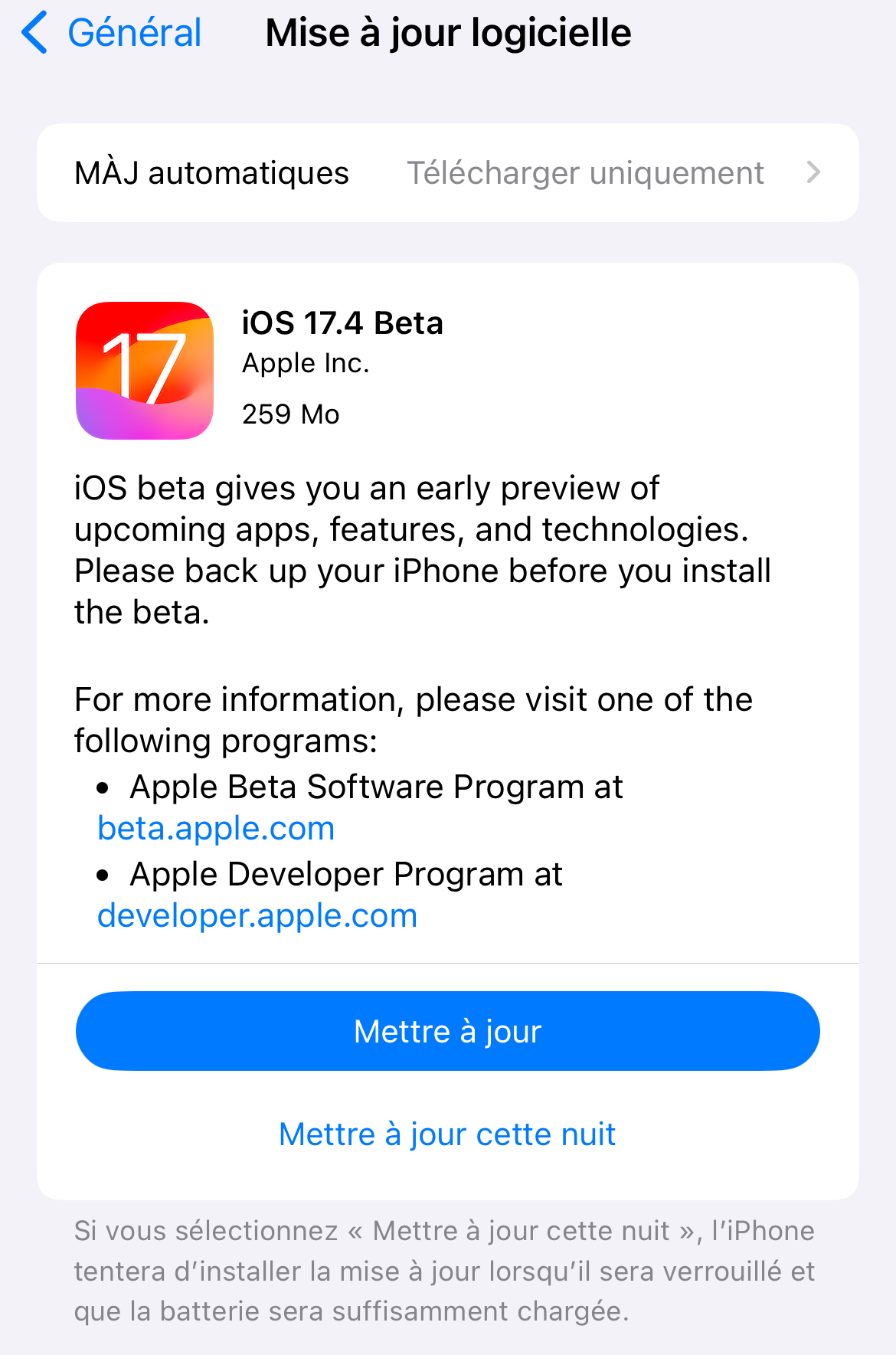 Une version révisée de la bêta 1 d’iOS 17.4 est disponible !