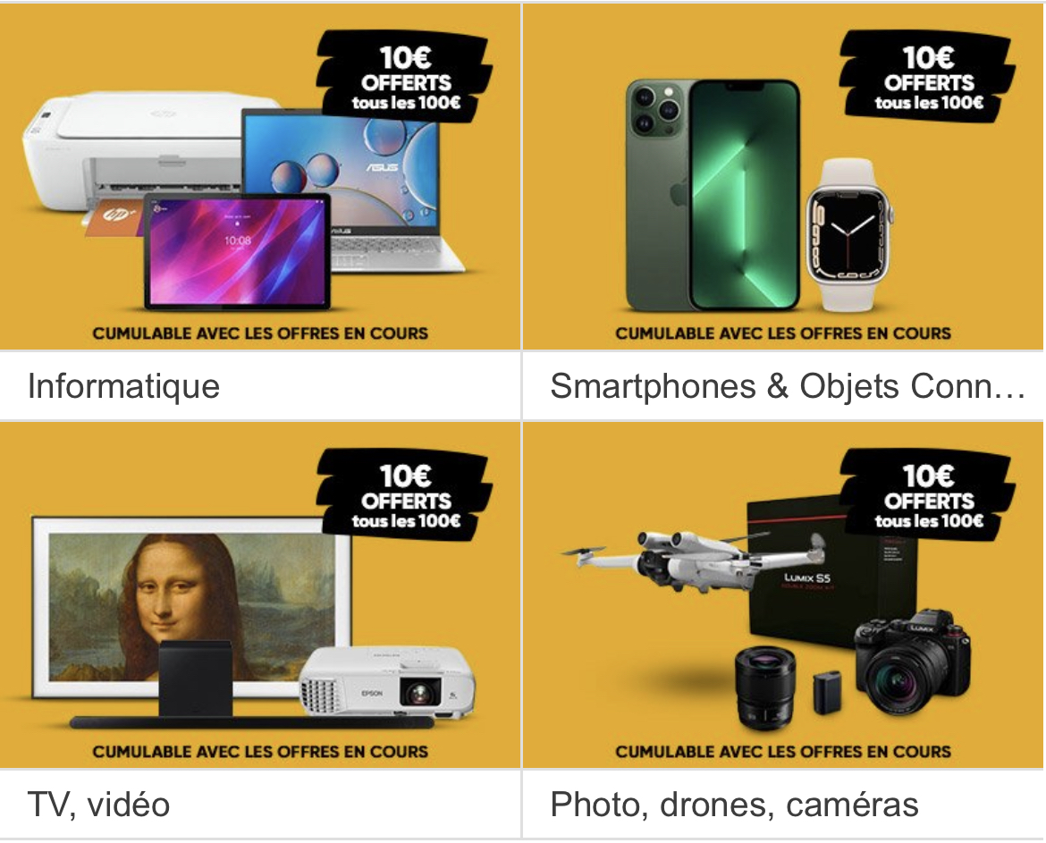 Un bon d’achat de 10€ tous les 100€ d’achat pour les adhérents Fnac