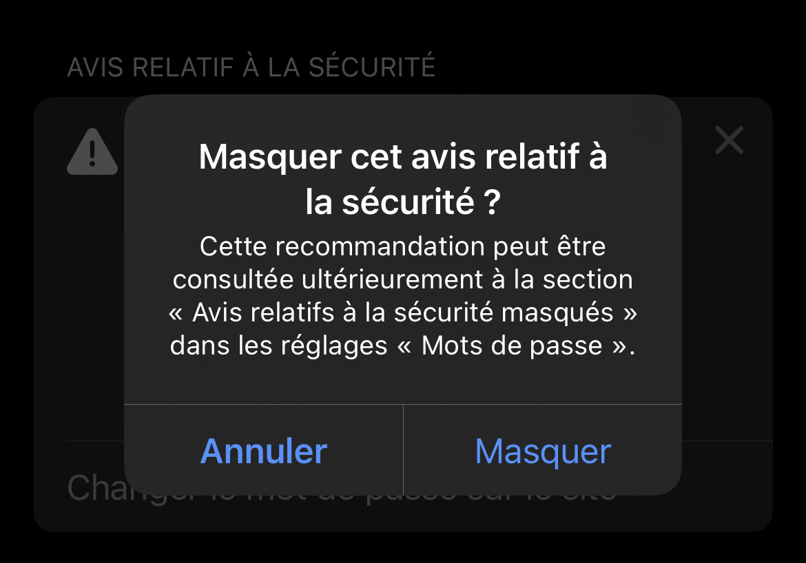 iOS 15.4/macOS 12.3 permettent de masquer les avertissements de sécurité du trousseau iCloud