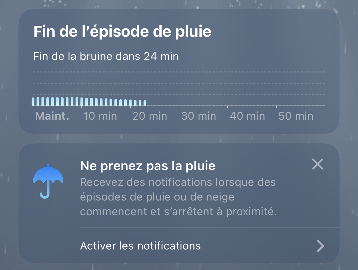 iOS 15 : comment activer les notifications de pluie de l'app Météo