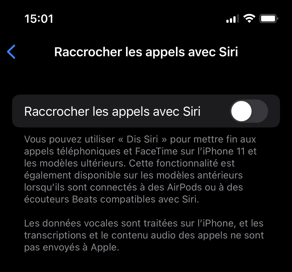 Comment raccrocher un appel téléphonique ou FaceTime avec Siri sous iOS 16