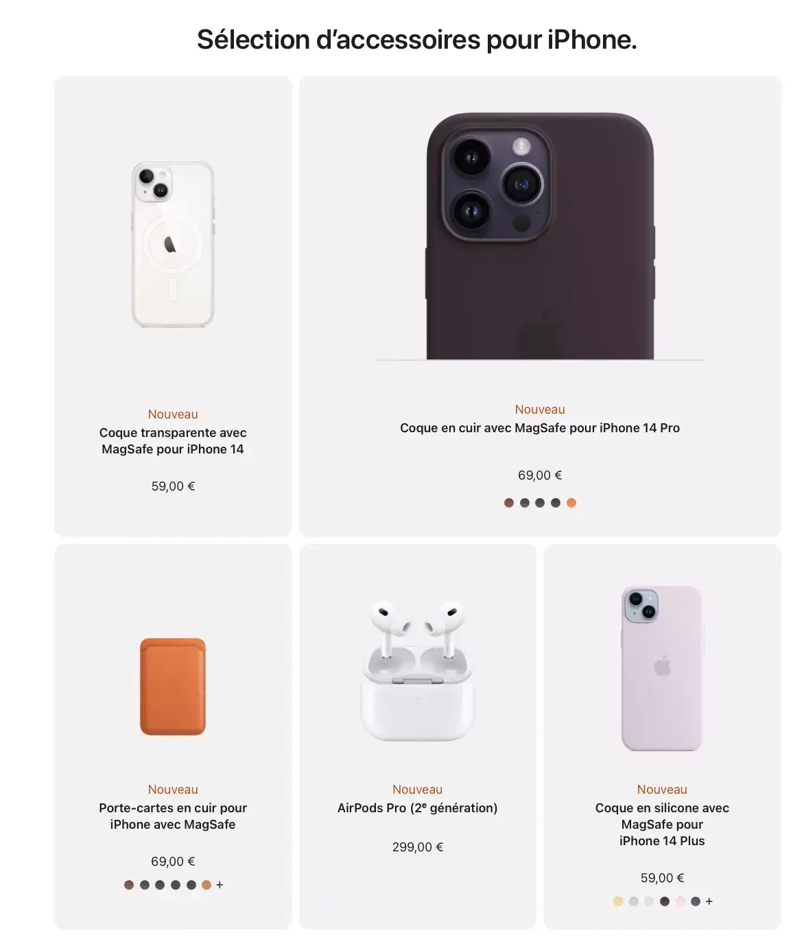 Les coques Apple pour les iPhone 14/ 14 Pro sont disponibles (livrés le 9 septembre)