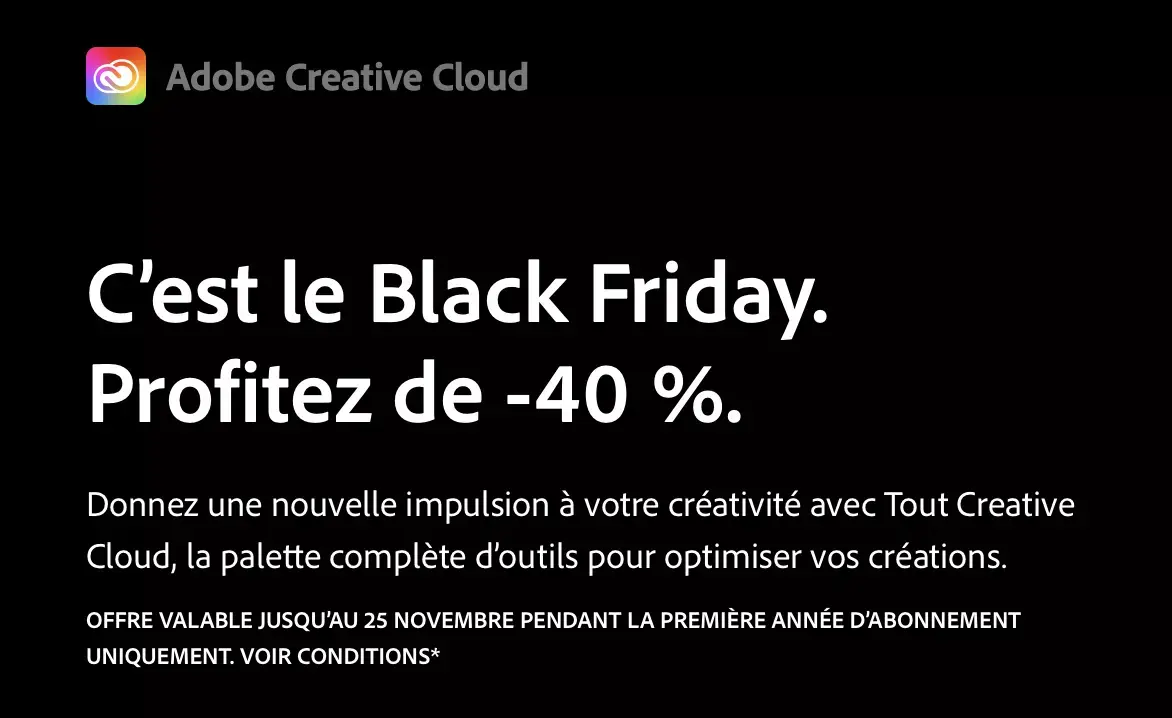 Adobe propose une réduction de 40% sur "Tout Creative Cloud" 