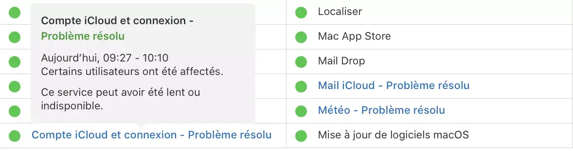 Des difficultés sur les serveurs d'Apple (Apple ID, iCloud...)