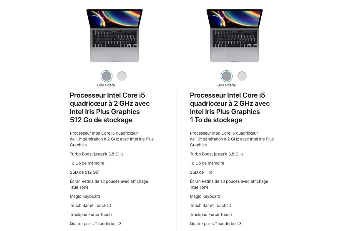 Les Macbook Air/MacBook Pro avec 2 ports Thunderbolt 3 Intel sortent du catalogue