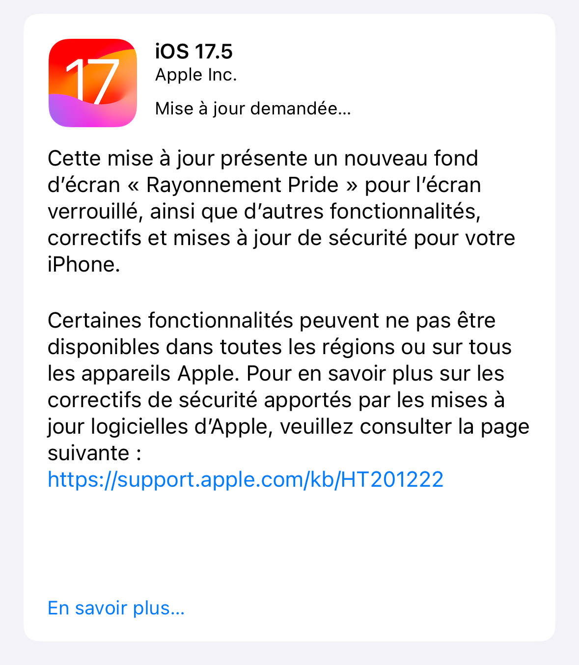 iOS 17.5, macOS 14.5, watchOS 17.5 et tvOS 17.5 sont disponibles pour tous !