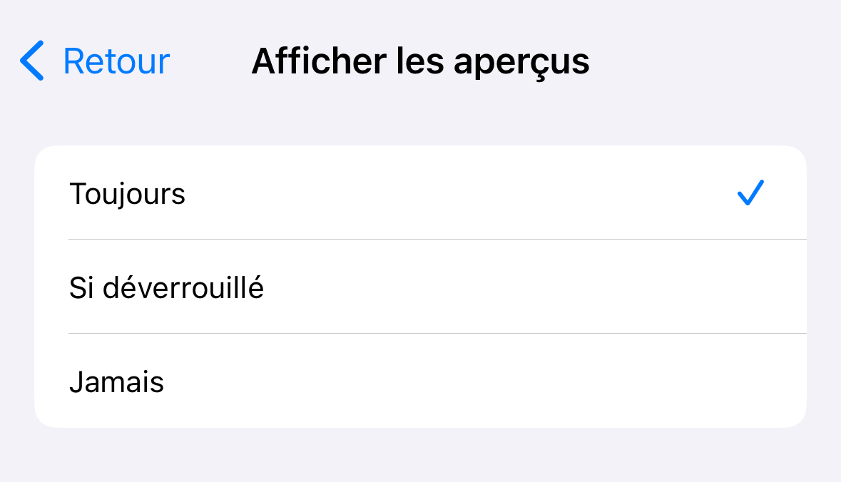 Comment cacher la prévisualisation des messages sur l'iPhone