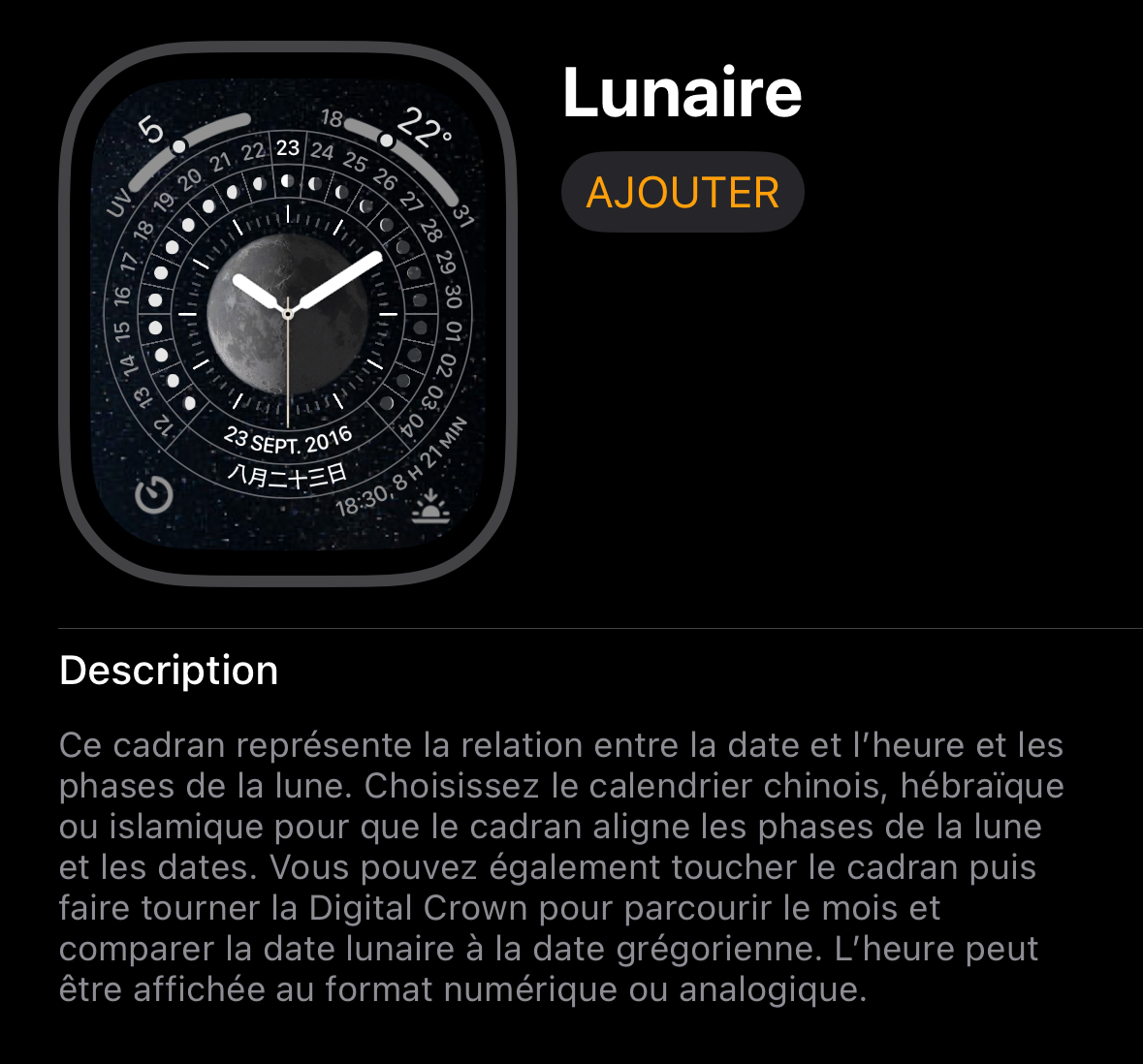 Cette petite particularité du cadran Lunaire de l'Apple Watch