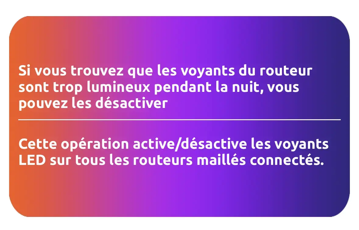On peut m&ecirc;me &eacute;teindre les LED si cela vous g&ecirc;ne la nuit&nbsp;!
