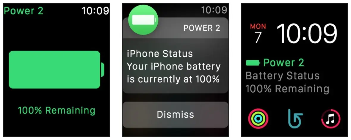 Apple Watch : Power 2 affiche le niveau de batterie de l'iPhone dans une complication