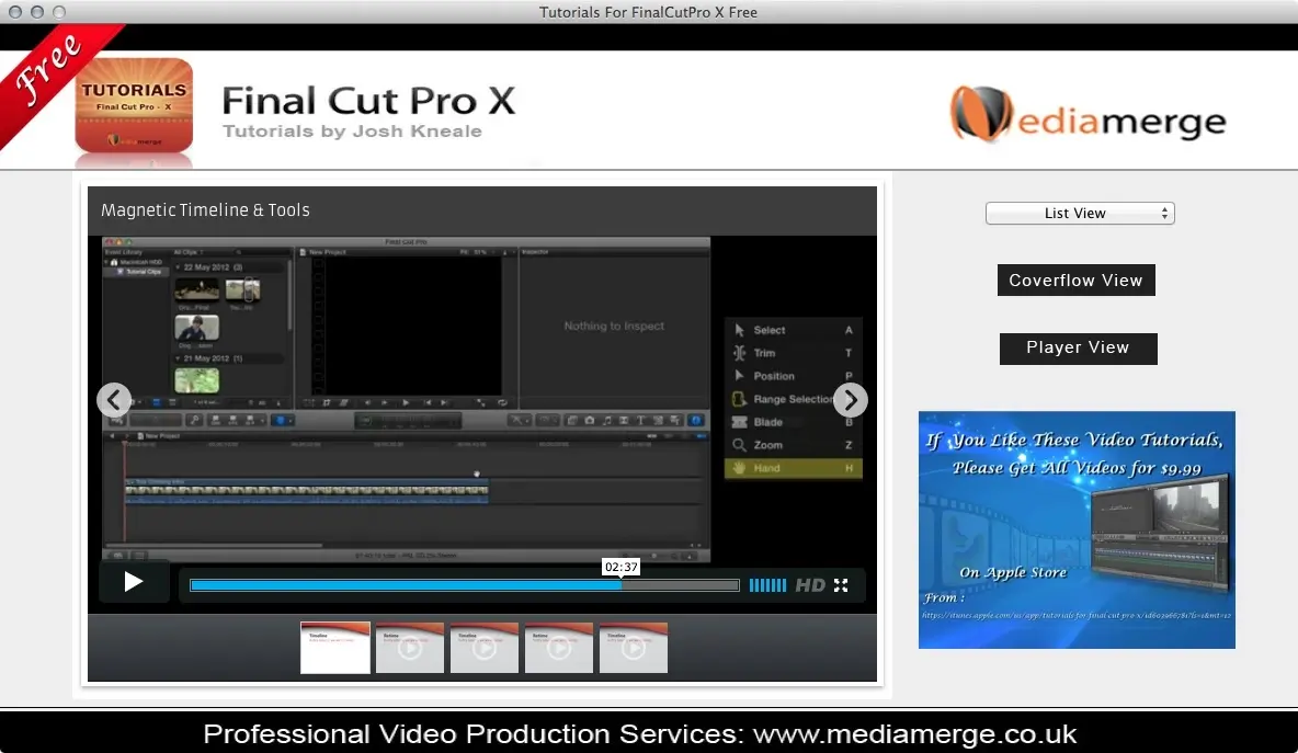 Des vidéos de formation gratuites pour final Cut Pro X