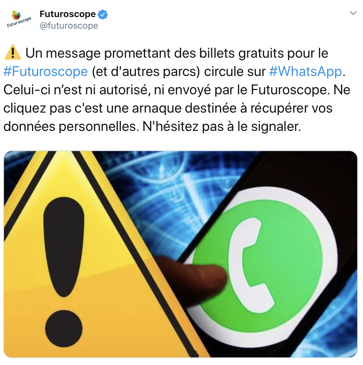 Phishing en France : arnaque aux billets gratuits via WhatsApp (parcs à thèmes)