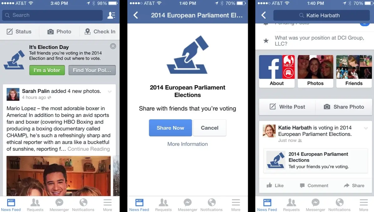 Facebook lance le bouton "je vote" pour les européennes