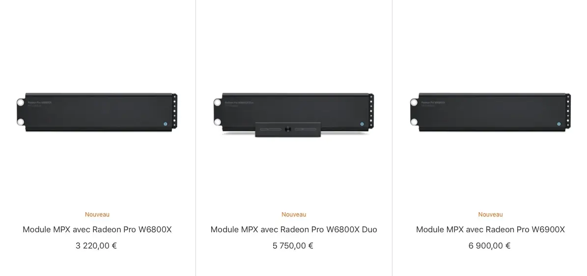 Les nouveaux modules MPX des Mac Pro sont disponibles à l'achat séparément