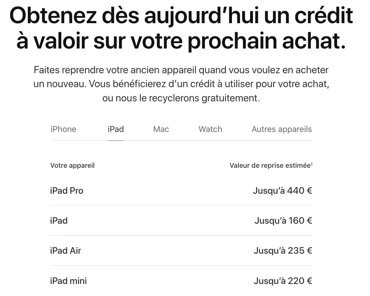 iPad 8 / Series 6 : le programme de reprise se refait une beauté ! (et ça fait toujours mal)