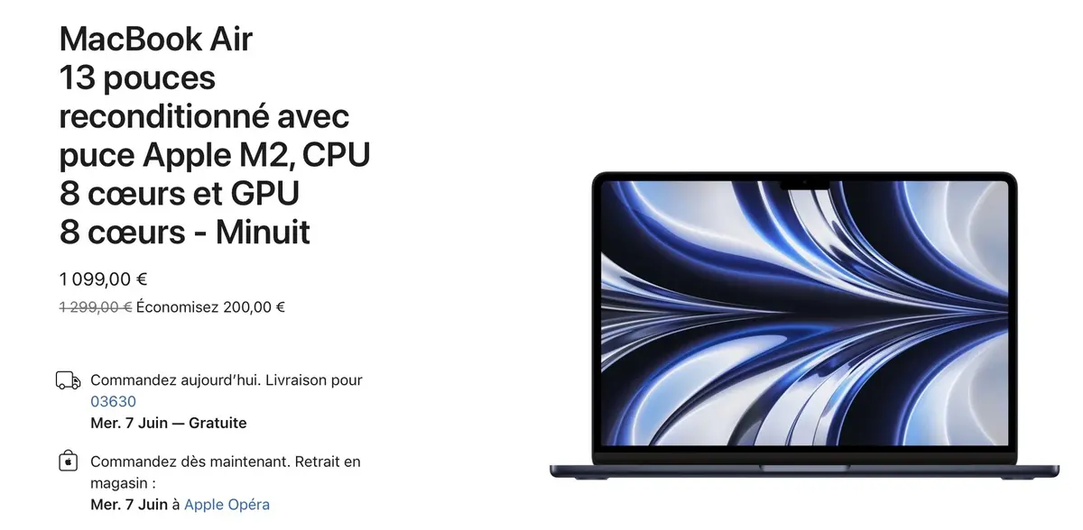 Le MacBook Air M2 13" enfin moins cher sur le Refurb ! (en 256 et 512Go)