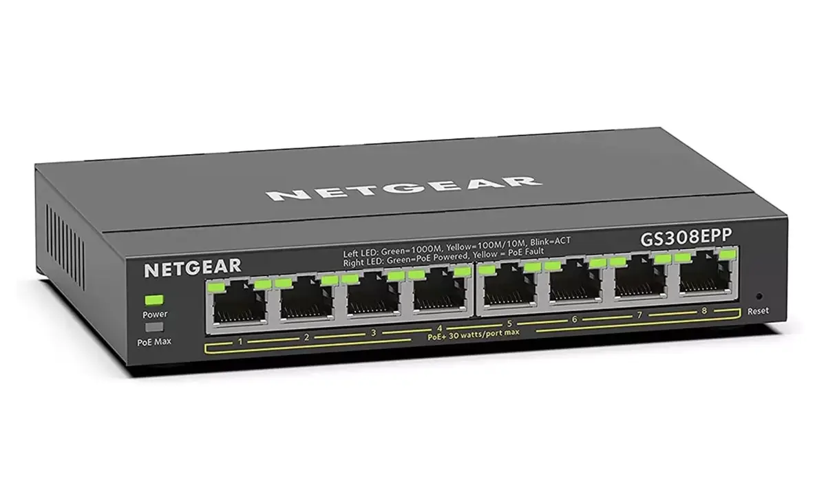 Le switch Gigabit Netgear 8 ports avec PoE+ 123W à 118€ (-21€)