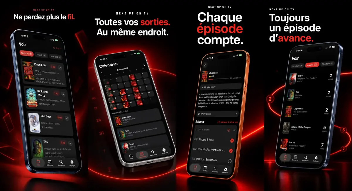 Images pour l'App Store, toute g&eacute;n&eacute;r&eacute;es par ChatGPT &agrave; partir d'impressions d'&eacute;cran de l'application.