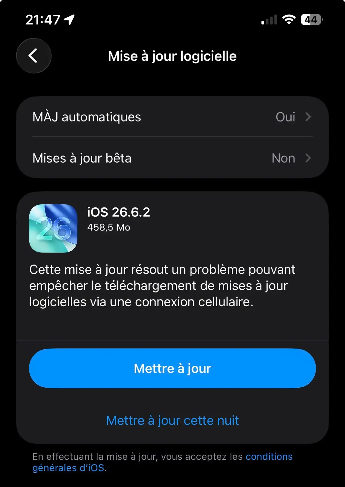 iOS 26.6.2 corrige un bug g&ecirc;nant juste avant la sortie d&rsquo;iOS 27