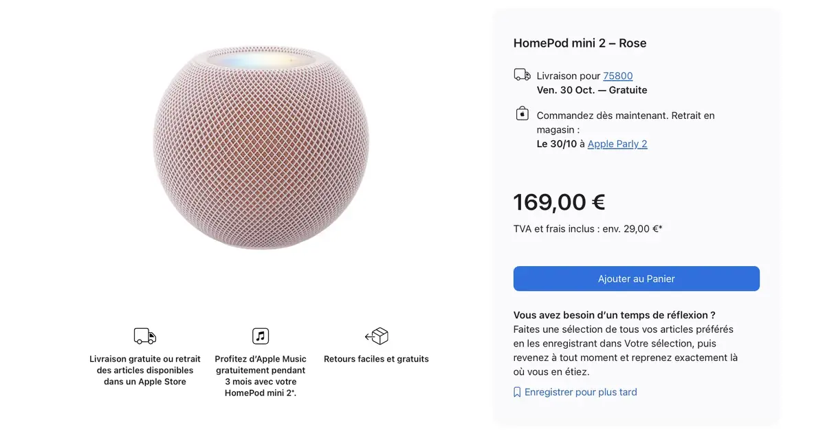 Apple d&eacute;voile enfin son HomePod mini 2, au prix "pas mini" de 169&nbsp;&euro;